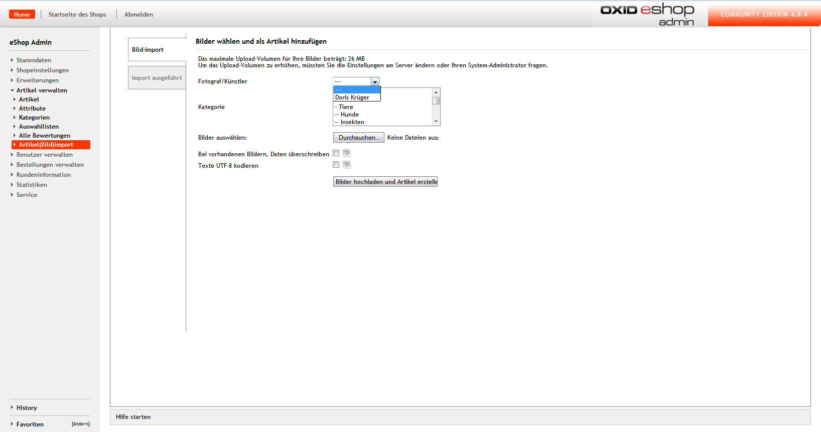 bildlich-gesehen OXID Backend